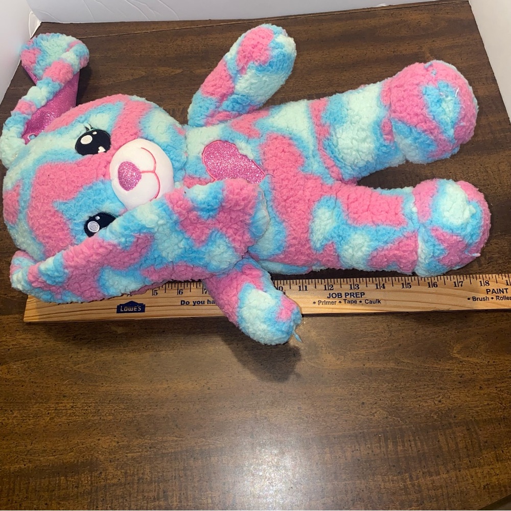Build A Bear Spring Bunny Rabbit Blue Pink Tie Dye Pink Sparkly Ears Plush 17" - Picture 11 of 11